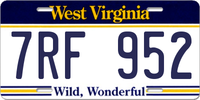 WV license plate 7RF952