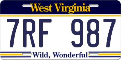 WV license plate 7RF987