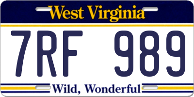 WV license plate 7RF989