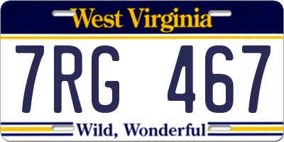 WV license plate 7RG467
