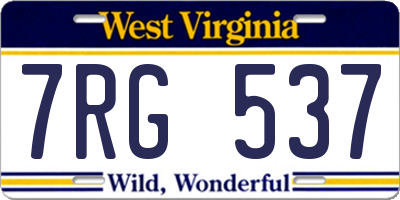 WV license plate 7RG537
