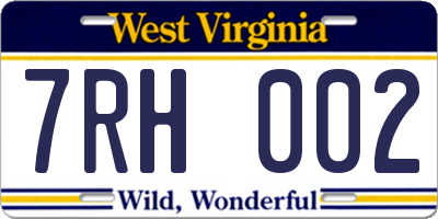 WV license plate 7RH002
