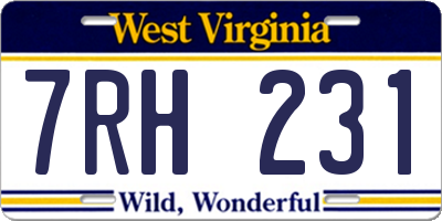 WV license plate 7RH231