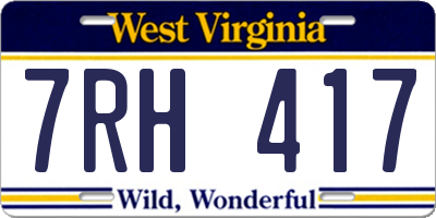 WV license plate 7RH417