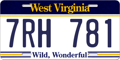 WV license plate 7RH781