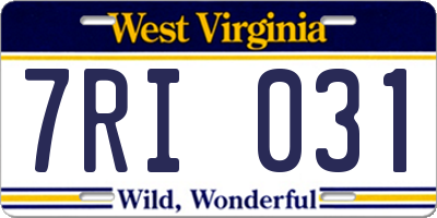 WV license plate 7RI031