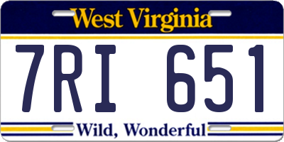 WV license plate 7RI651