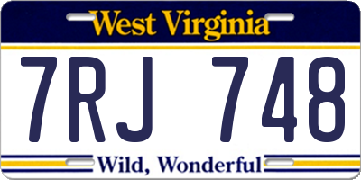 WV license plate 7RJ748