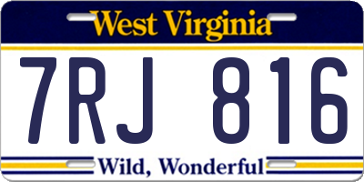 WV license plate 7RJ816