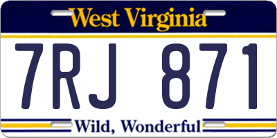 WV license plate 7RJ871