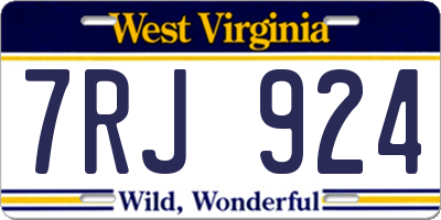 WV license plate 7RJ924