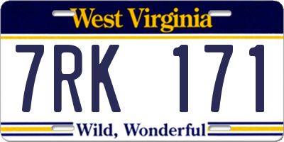 WV license plate 7RK171