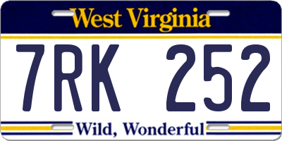 WV license plate 7RK252
