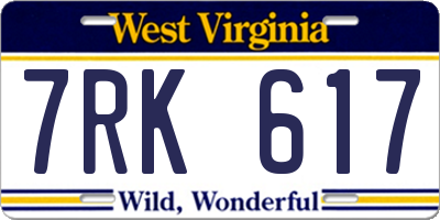 WV license plate 7RK617