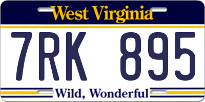 WV license plate 7RK895