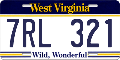 WV license plate 7RL321
