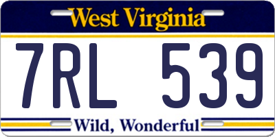 WV license plate 7RL539