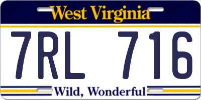 WV license plate 7RL716