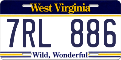 WV license plate 7RL886