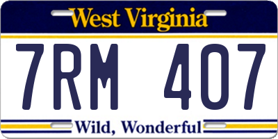 WV license plate 7RM407