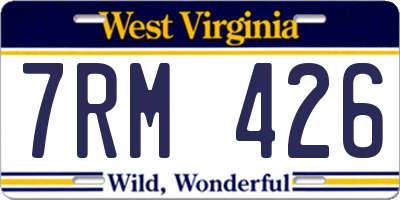 WV license plate 7RM426