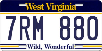 WV license plate 7RM880