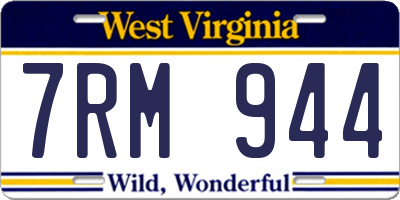 WV license plate 7RM944
