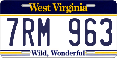 WV license plate 7RM963