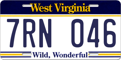 WV license plate 7RN046