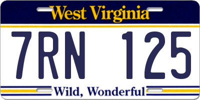 WV license plate 7RN125