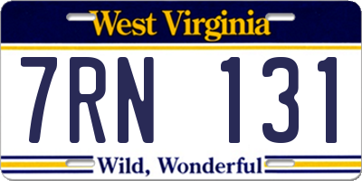 WV license plate 7RN131
