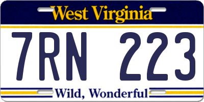 WV license plate 7RN223