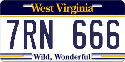 WV license plate 7RN666