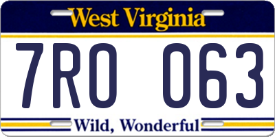 WV license plate 7RO063
