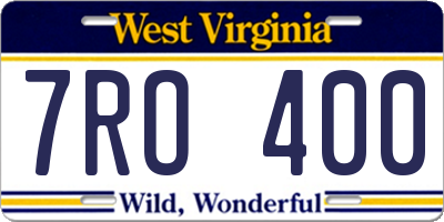 WV license plate 7RO400
