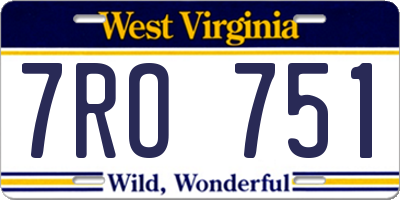 WV license plate 7RO751