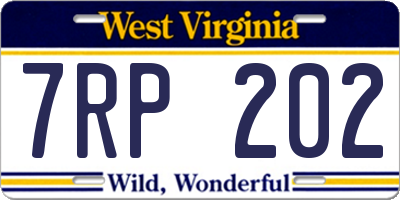 WV license plate 7RP202