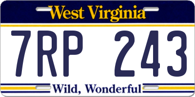 WV license plate 7RP243