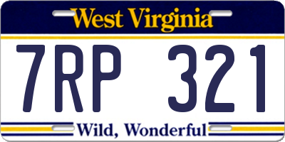 WV license plate 7RP321