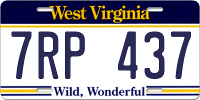 WV license plate 7RP437