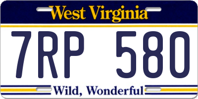 WV license plate 7RP580
