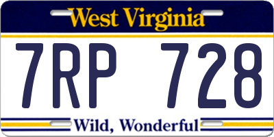 WV license plate 7RP728