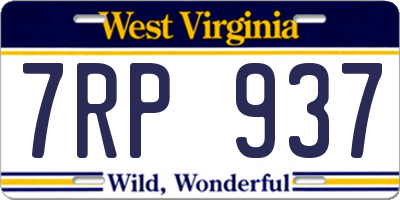 WV license plate 7RP937