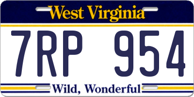 WV license plate 7RP954