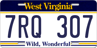 WV license plate 7RQ307