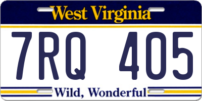 WV license plate 7RQ405