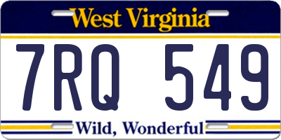 WV license plate 7RQ549