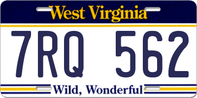 WV license plate 7RQ562