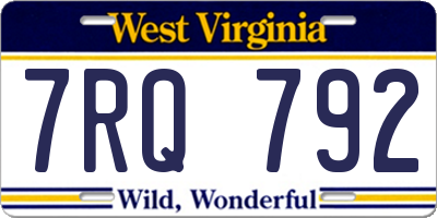 WV license plate 7RQ792