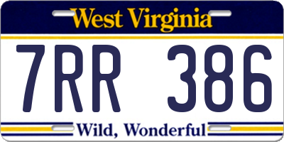 WV license plate 7RR386